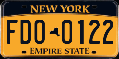 NY license plate FDO0122