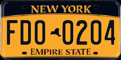 NY license plate FDO0204
