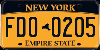 NY license plate FDO0205