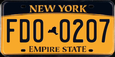 NY license plate FDO0207