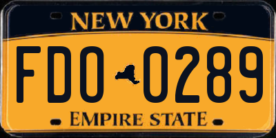 NY license plate FDO0289