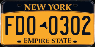 NY license plate FDO0302