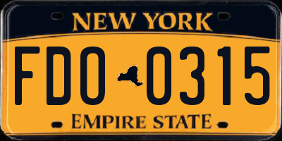 NY license plate FDO0315