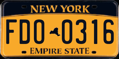 NY license plate FDO0316