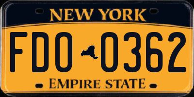 NY license plate FDO0362