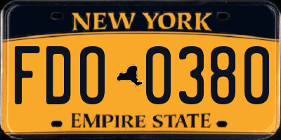 NY license plate FDO0380