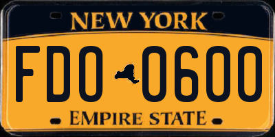 NY license plate FDO0600