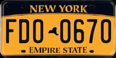 NY license plate FDO0670