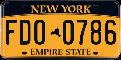 NY license plate FDO0786