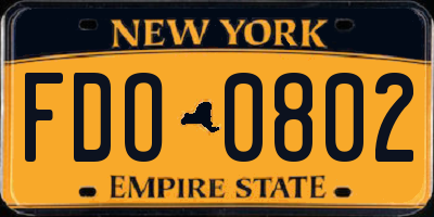 NY license plate FDO0802