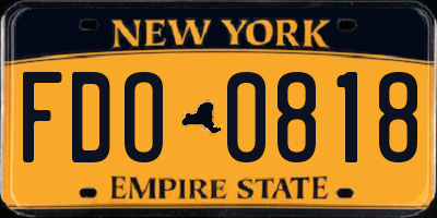 NY license plate FDO0818