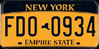 NY license plate FDO0934