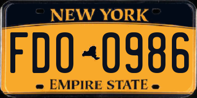 NY license plate FDO0986