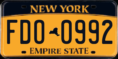 NY license plate FDO0992