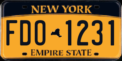 NY license plate FDO1231