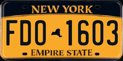 NY license plate FDO1603