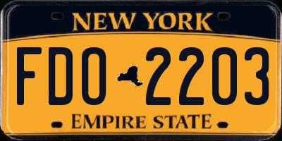 NY license plate FDO2203