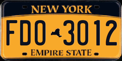 NY license plate FDO3012
