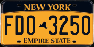NY license plate FDO3250