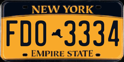 NY license plate FDO3334