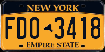 NY license plate FDO3418