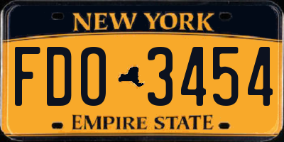 NY license plate FDO3454