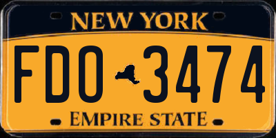 NY license plate FDO3474