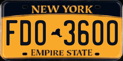 NY license plate FDO3600