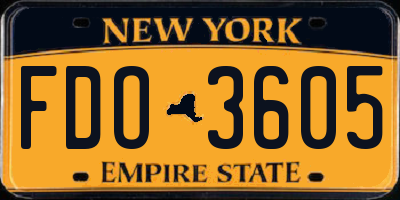 NY license plate FDO3605