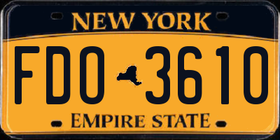 NY license plate FDO3610