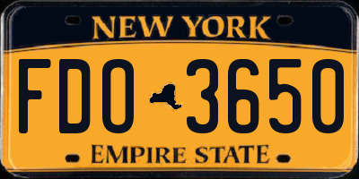 NY license plate FDO3650