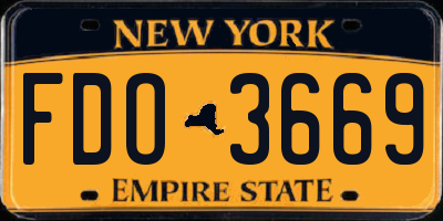 NY license plate FDO3669