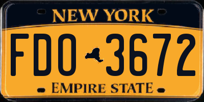 NY license plate FDO3672
