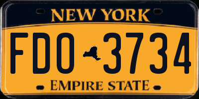 NY license plate FDO3734