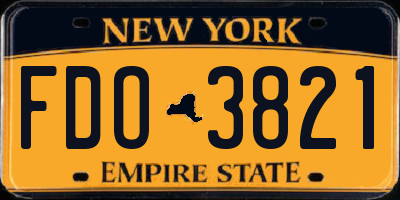 NY license plate FDO3821