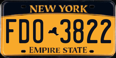 NY license plate FDO3822