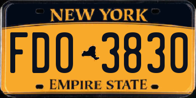 NY license plate FDO3830