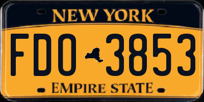 NY license plate FDO3853
