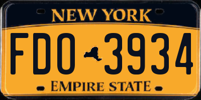 NY license plate FDO3934