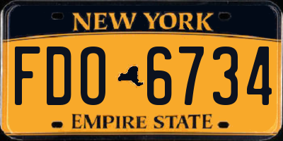 NY license plate FDO6734