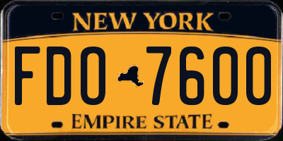 NY license plate FDO7600