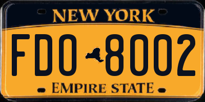NY license plate FDO8002