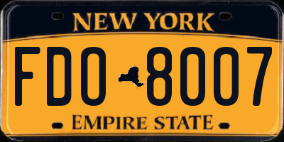 NY license plate FDO8007