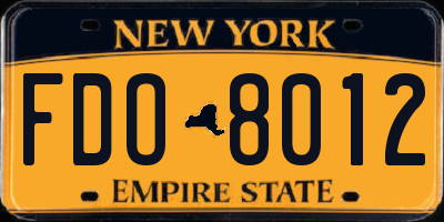 NY license plate FDO8012