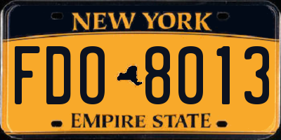 NY license plate FDO8013