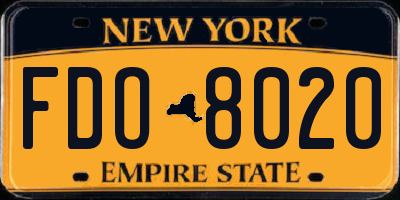 NY license plate FDO8020