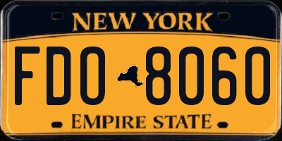 NY license plate FDO8060