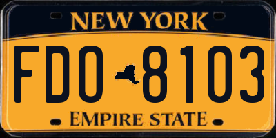 NY license plate FDO8103