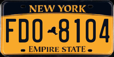 NY license plate FDO8104