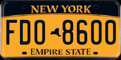 NY license plate FDO8600